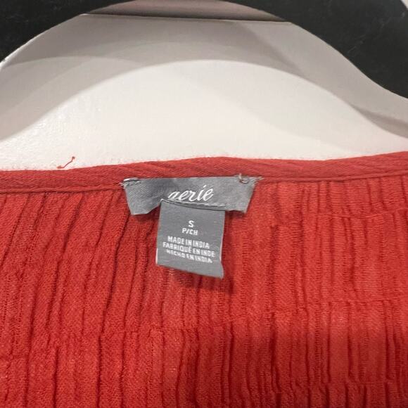 Aerie Women's Rust Colored Long Sleeve Cotton Blouse with Pocket Size S - Picture 3 of 9